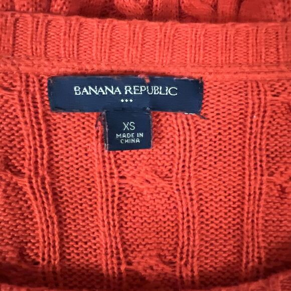 Banana Republic Sweater Womens XS Red Cable Knit Long Sleeve Scoop Neck Pullover - Picture 7 of 12
